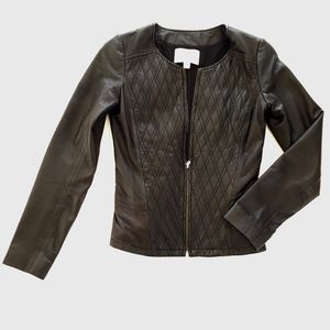 Hinge Quilted Black Leather Jacket
